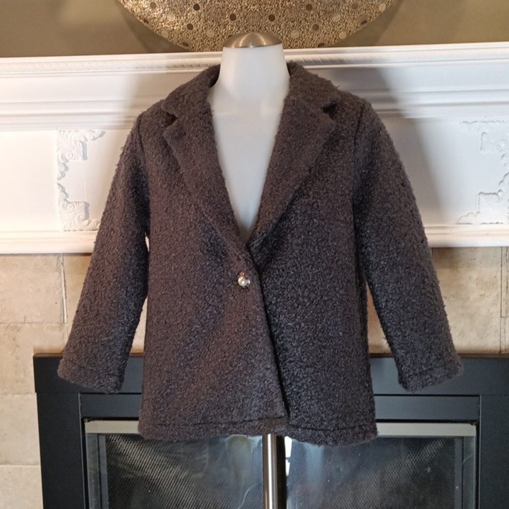 NWT Babeau slate grey blazer with jeweled button and nice texture, size XS